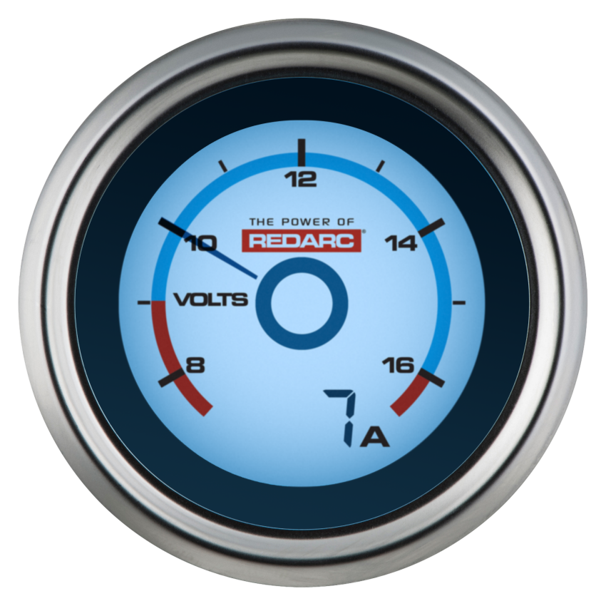 REDARC G52-VA Single Battery Voltage Gauge w/Optional Current Display - 52mm