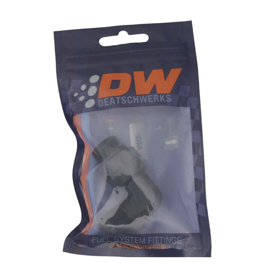 DeatschWerks 8AN ORB Male Swivel to 8AN Male Flare 90-Degree Fitting - Anodized Matte Black