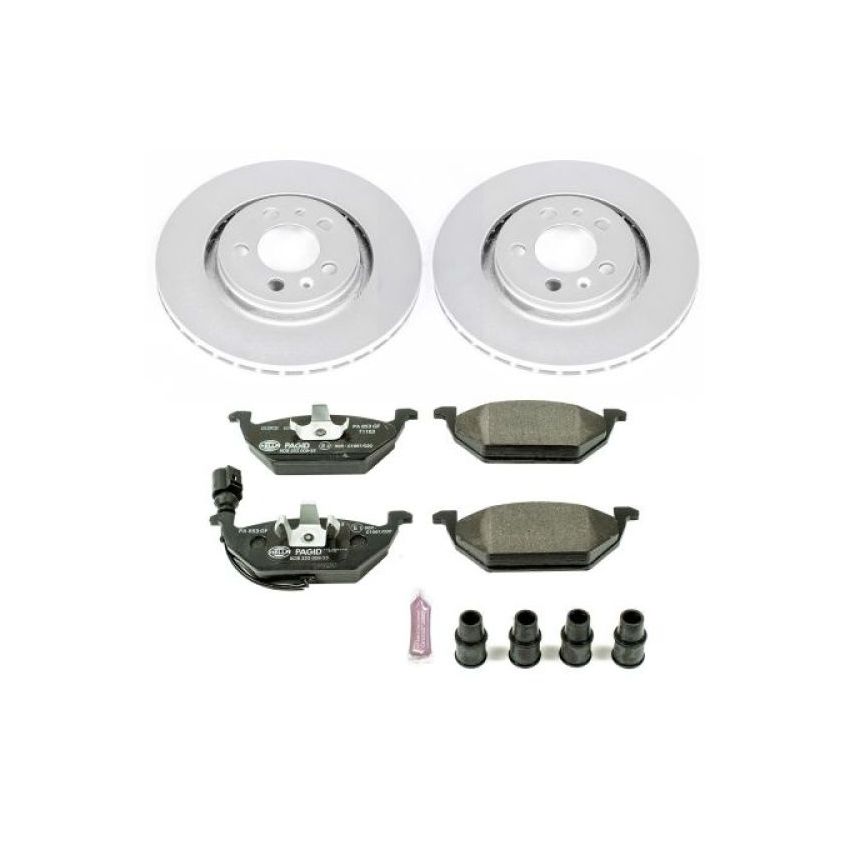 PowerStop ESK839 Genuine Geomet Coated Rotors, ECE-R90 Brake Pads + Hardware Kit