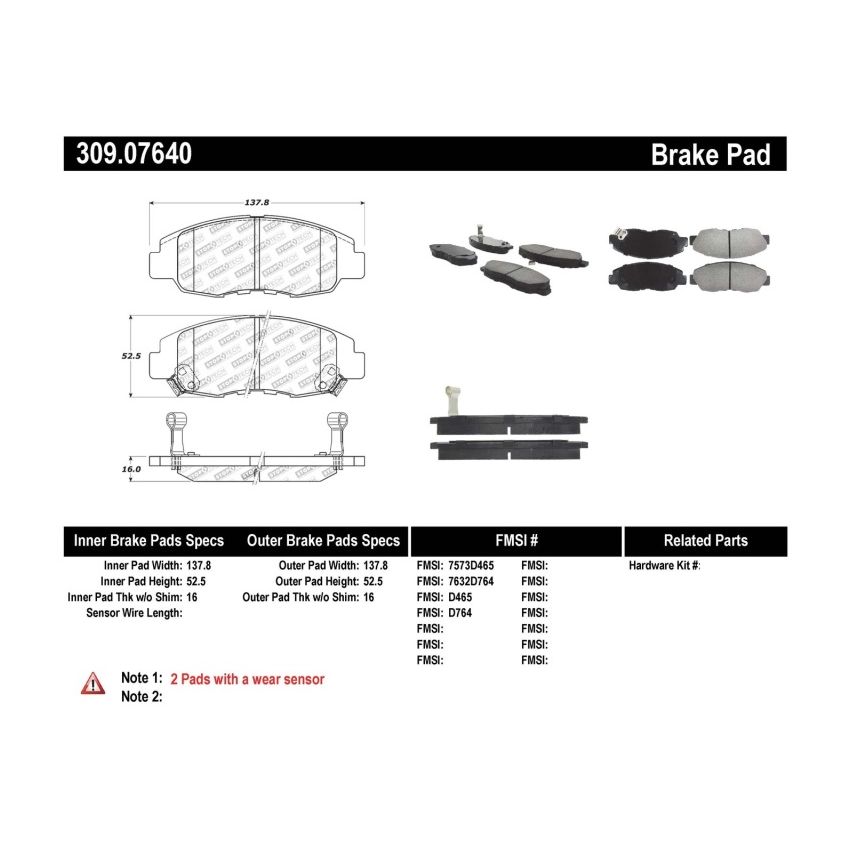 StopTech Performance 98-02 Honda Accord Coupe/Sedan 4cyl Rear Drum/Disc Front Brake Pads