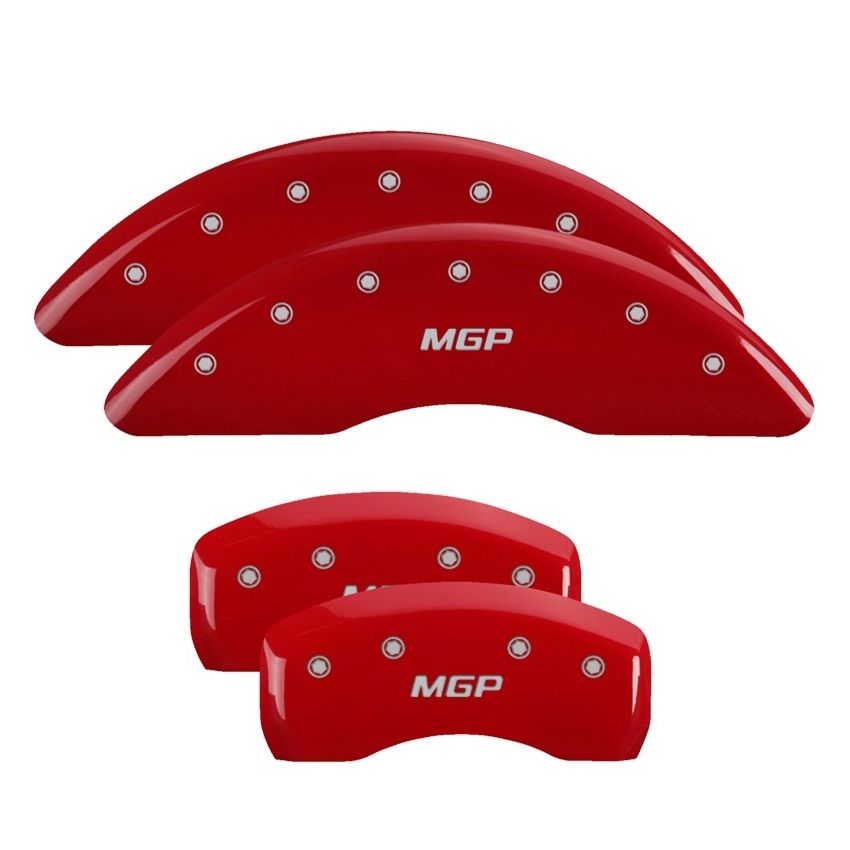 MGP 49001SMGPRD 4 Caliper Covers Engraved Front & Rear  Red finish silver ch