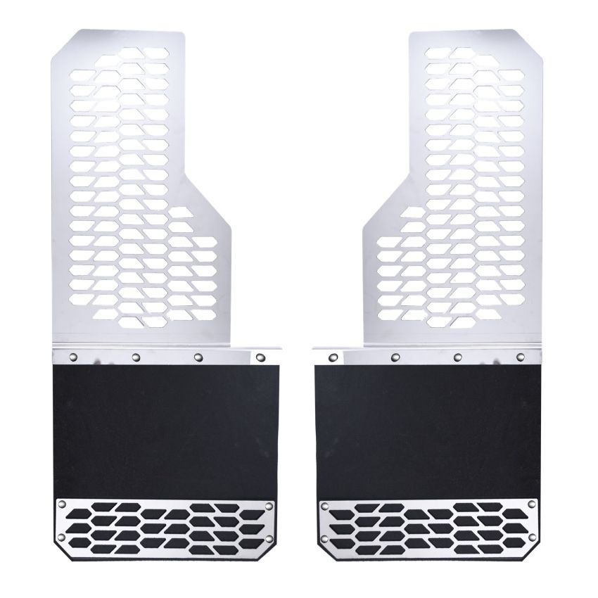 Putco 78150 11-16 Ford SuperDuty - Set of 2 (Excl Dually Rear) Mud Skins - Brushed SS w/ Hex Shield