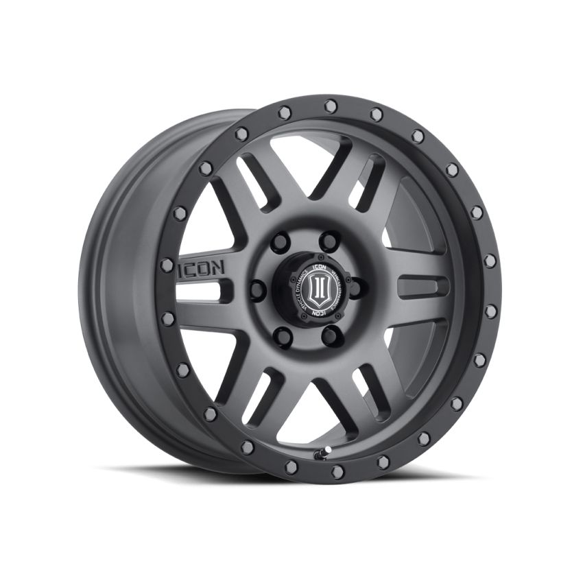 ICON 1417858347TT Six Speed 17x8.5 6x5.5 0mm Offset 4.75in BS 108mm Bore Titanium Wheel