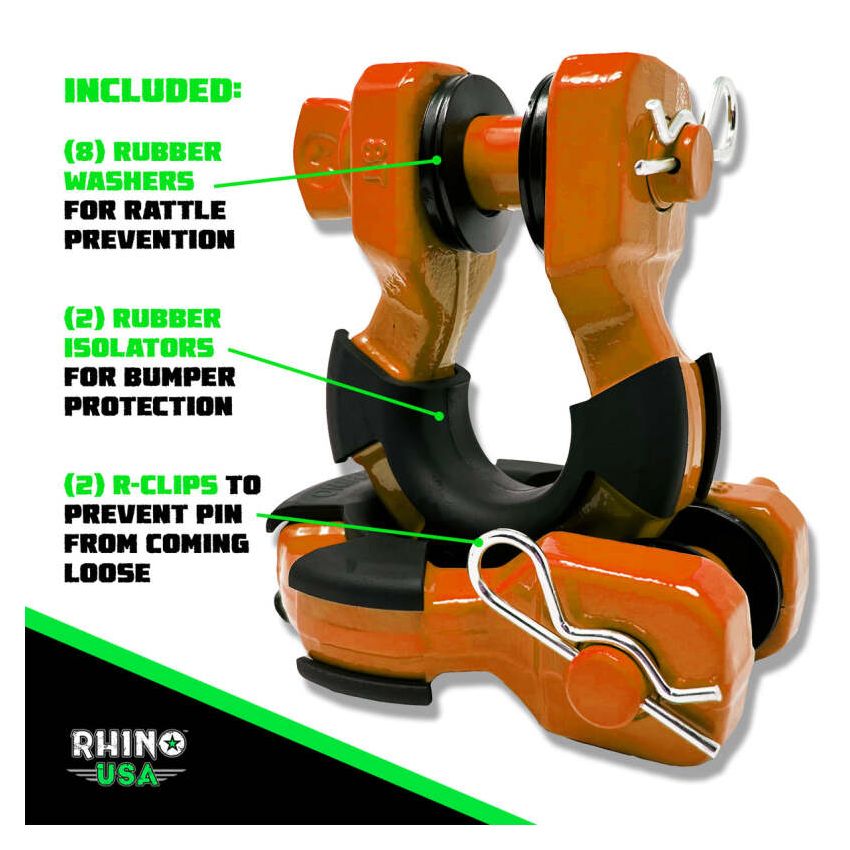 Rhino USA SUPERSHACK-ORG 8T Super Shackle 2-Pack (Orange)