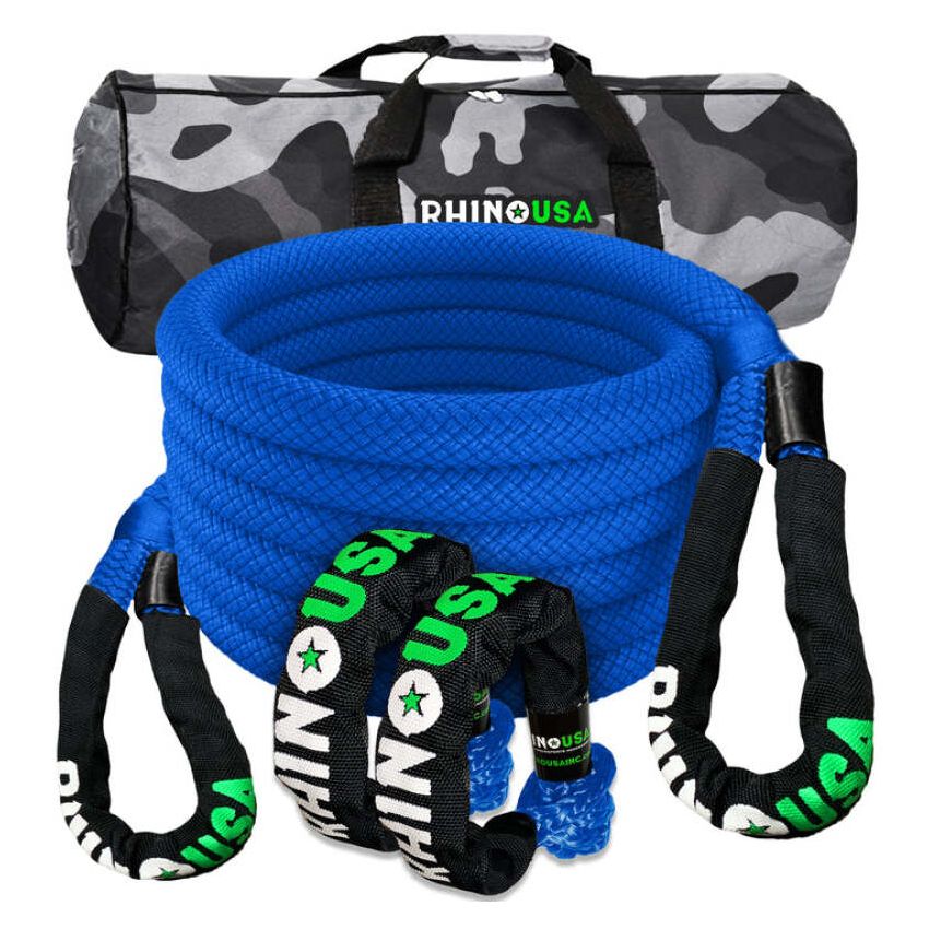 Rhino USA RG-KRKIT78X30-BLU 7/8In X 30Ft Kinetic Rope Recovery Kit W/Soft Shackles (Blue)