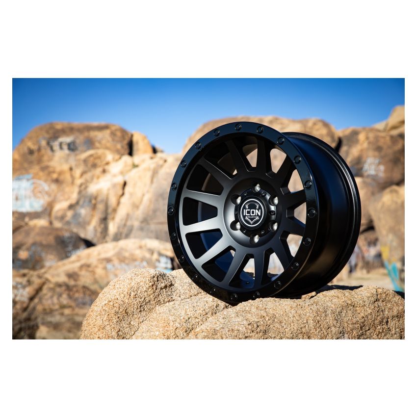 ICON Compression 17x8.5 6x5.5 25mm Offset 5.75in BS 95.1mm Bore Satin Black Wheel