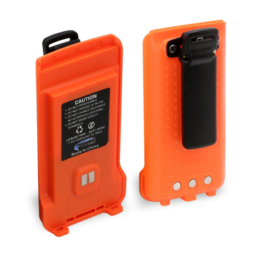 Rugged Radios BAT-GMR2-ORN GMR2 Replacement Battery with 12v Charge Port and Belt Clip Safety Orange