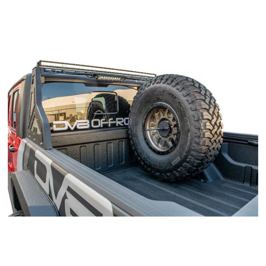 DV8 Offroad TCGL-02 2019+ Jeep Gladiator Universal Stand Up In-Bed Tire Carrier