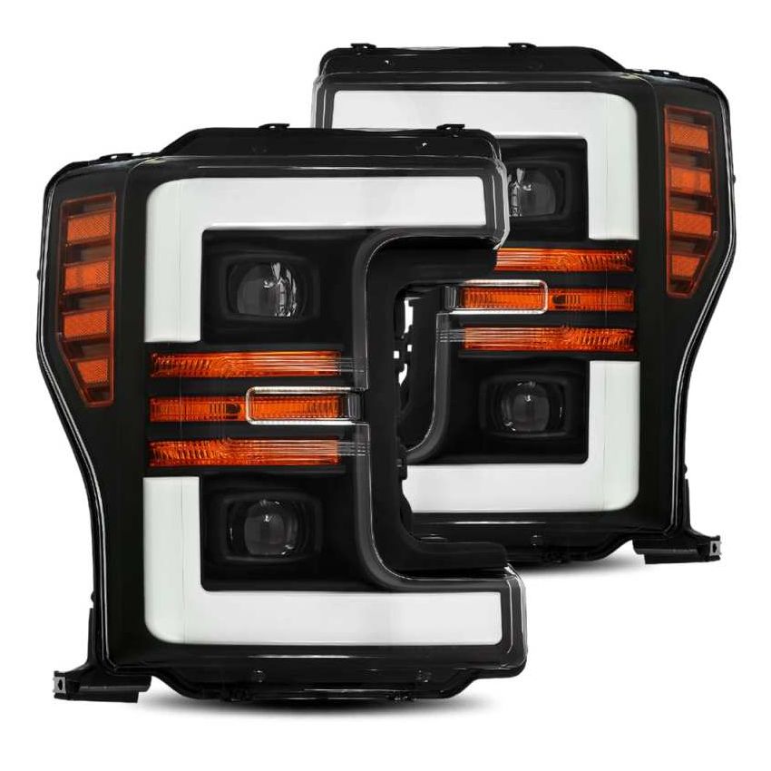 AlphaRex 17-19 Ford F-250 SD PRO-Series Proj Headlight Plnk Style Matte Blk w/Activ Light/Seq Signal