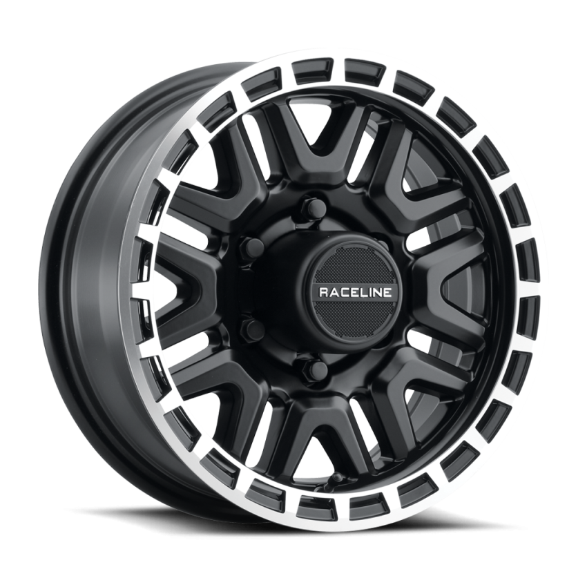 Raceline 953BM Krank 15x5in / 5x114.3 BP / 0mm Offset / 3.19mm Bore - Black & Machined Wheel