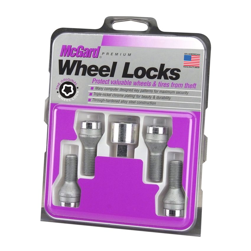 McGard Wheel Lock Bolt Set - 4pk. (Cone Seat) M14X1.5 / 19mm Hex / 31.0mm Shank Length - Chrome