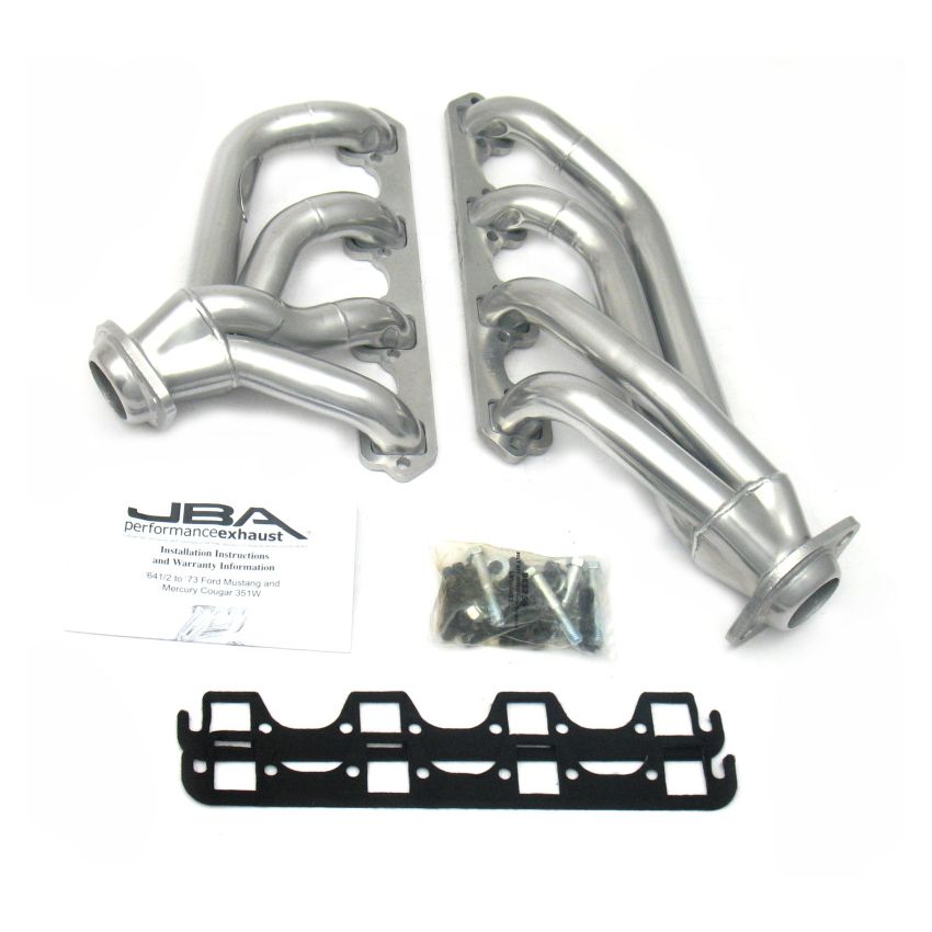 JBA 65-73 Ford Mustang 351W SBF 1-5/8in Primary Silver Ctd Mid Length Header