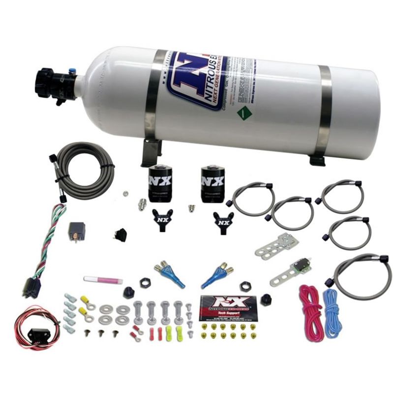 Nitrous Express 03-18 Nissan 350Z/370Z Dual Nozzle (35-150HP) w/15lb Bottle