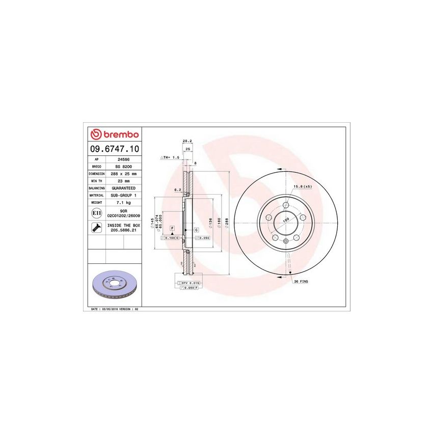Brembo 09.6747.10 Premium Vented Brake Rotor