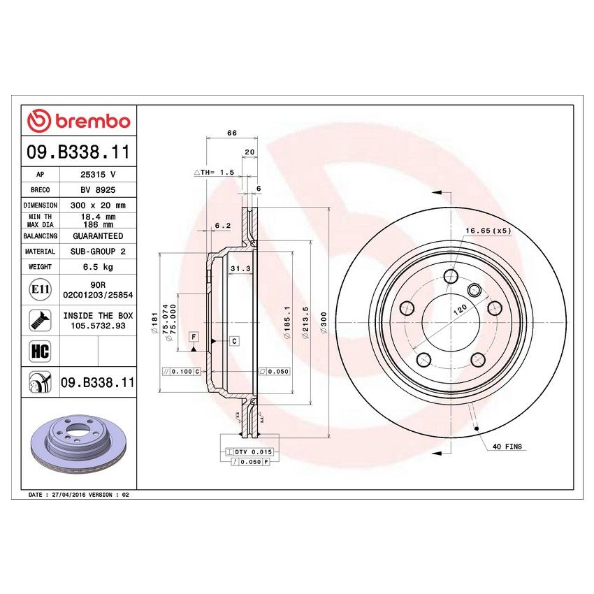 Brembo KT00B05 Brembo ceramic brake pad and UV coated vented  brake disc kit
