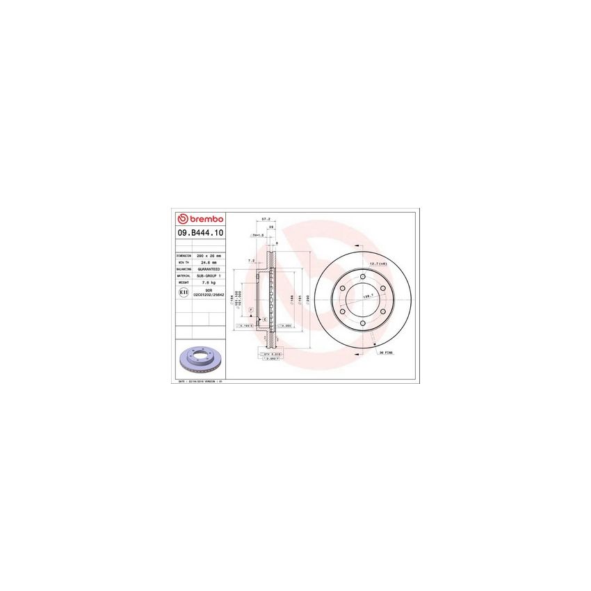 Brembo 09.B444.10 Premium Vented Brake Rotor