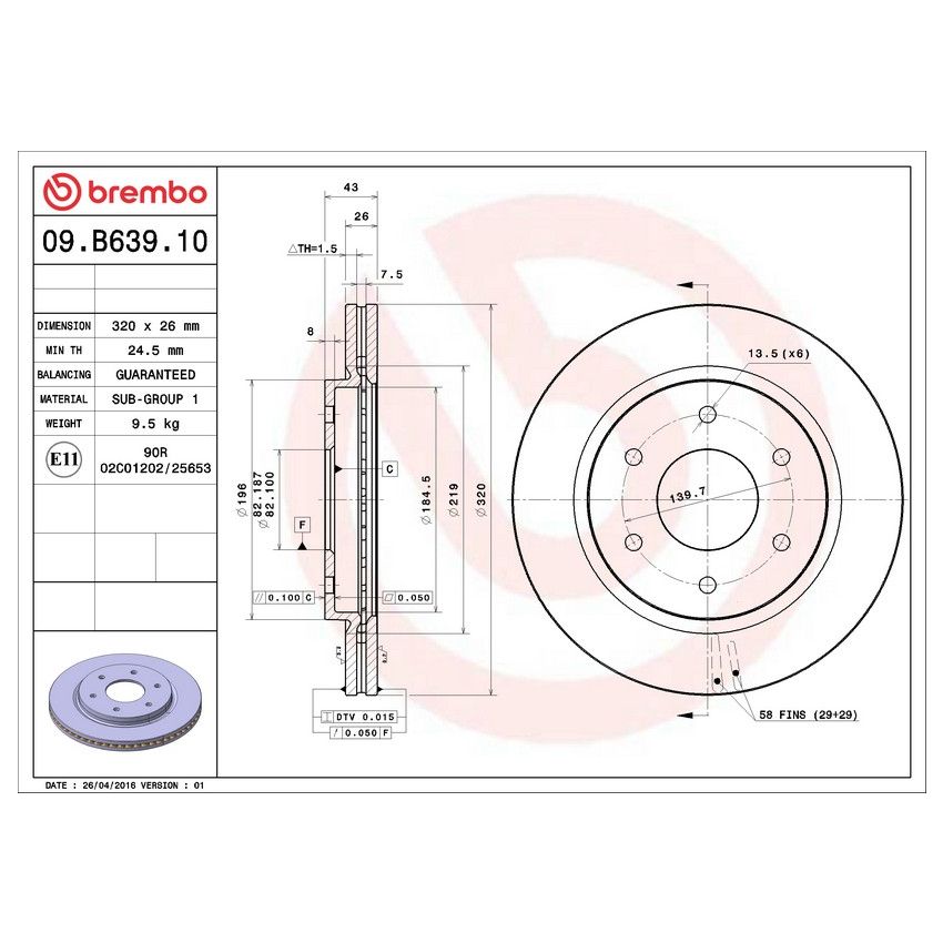 Brembo KT00851 Brembo ceramic brake pad and standard vented  brake disc kit