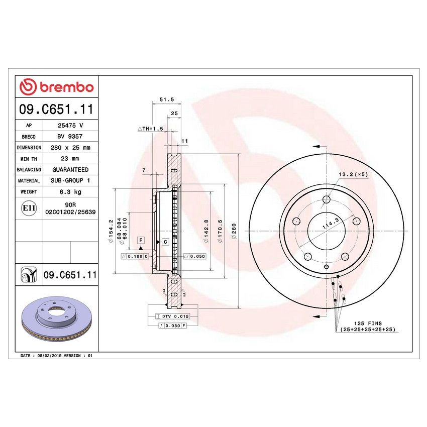 Brembo KT00900 Brembo ceramic brake pad and UV coated vented  brake disc kit