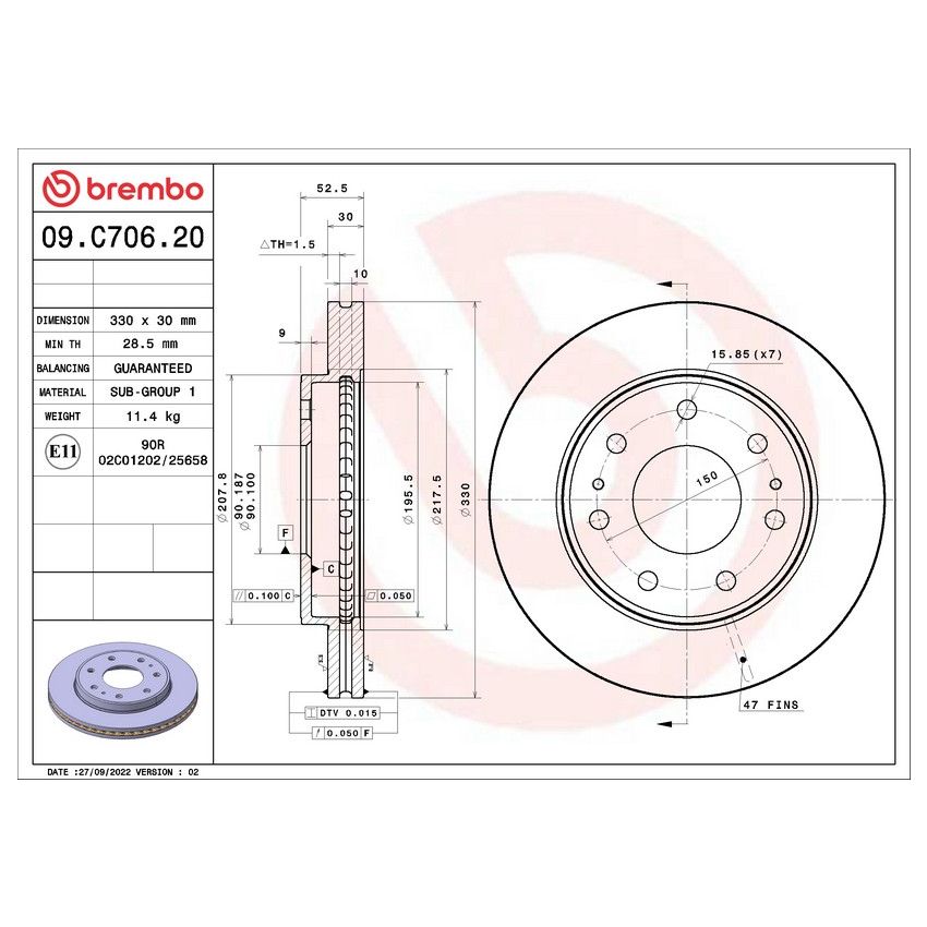Brembo 09.C706.20 Premium Vented Brake Rotor