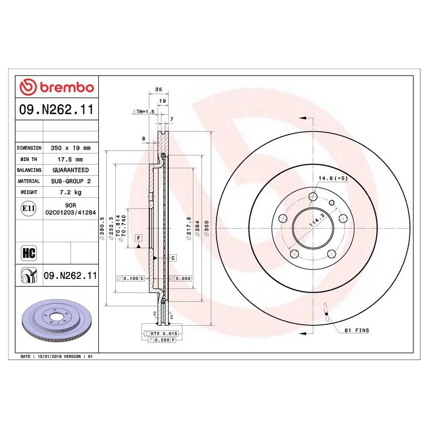 Brembo KT00639 Brembo ceramic brake pad and UV coated vented  brake disc kit