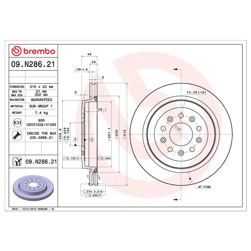 Brembo KT00645 Brembo ceramic brake pad and UV coated vented  brake disc kit