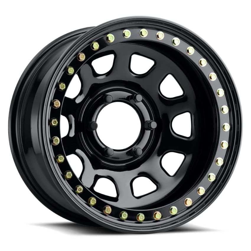 Raceline RT51 Daytona Rock 17x8in/6x139.7 BP/-25mm Offset/107.95mm Bore - Gloss Black Beadlock Wheel
