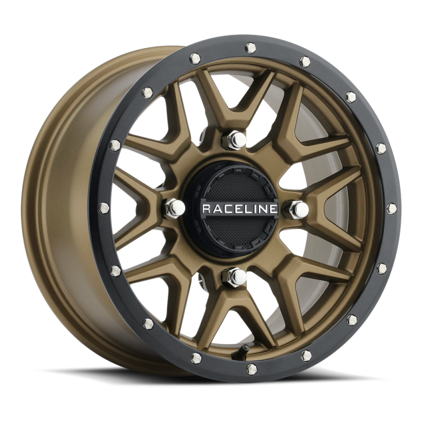 Raceline A94BZ Krank 14x7in / 4x156 BP / 38mm Offset / 132.5mm Bore - Bronze & Black Lip Wheel