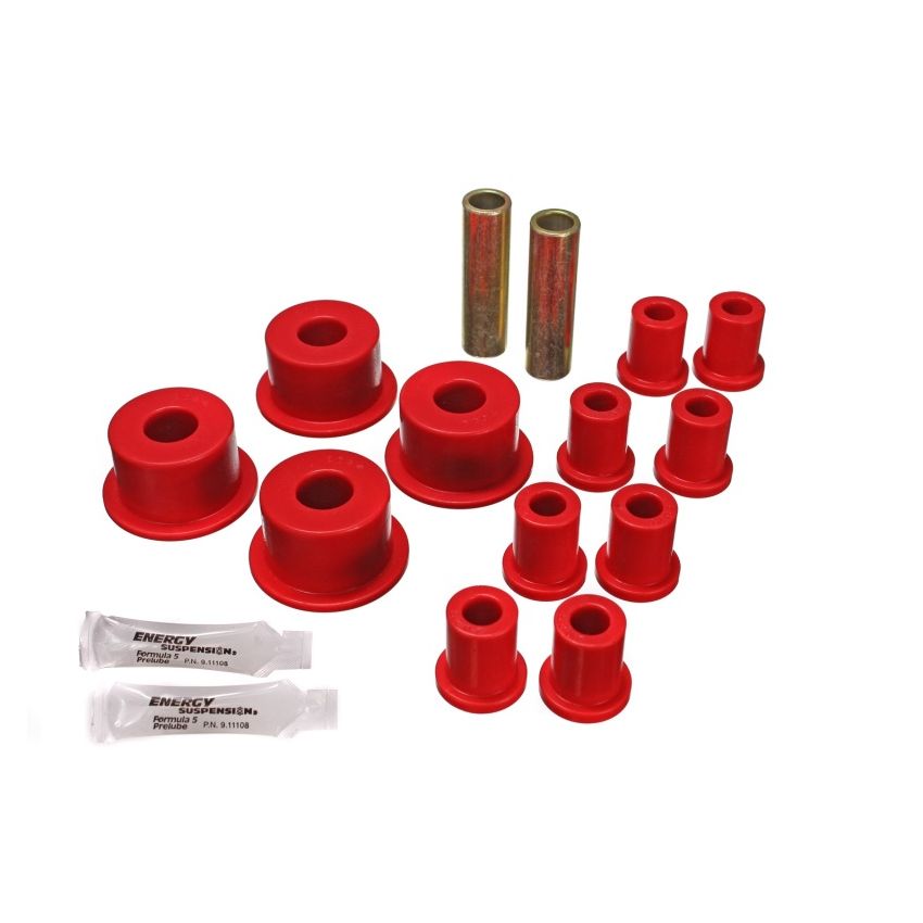 Energy Suspension 65-72 Dodge Charger (w/ 2in Main Eye) Red Rear Leaf Spring Bushing Set