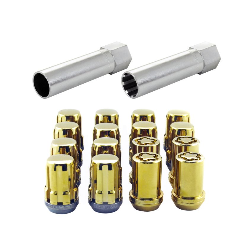 McGard (65454GDC 12X1.25 MCG 4 LUG SPLINEDRIVE KIT, GOLD W/WHL LKS CLAMSHELL)