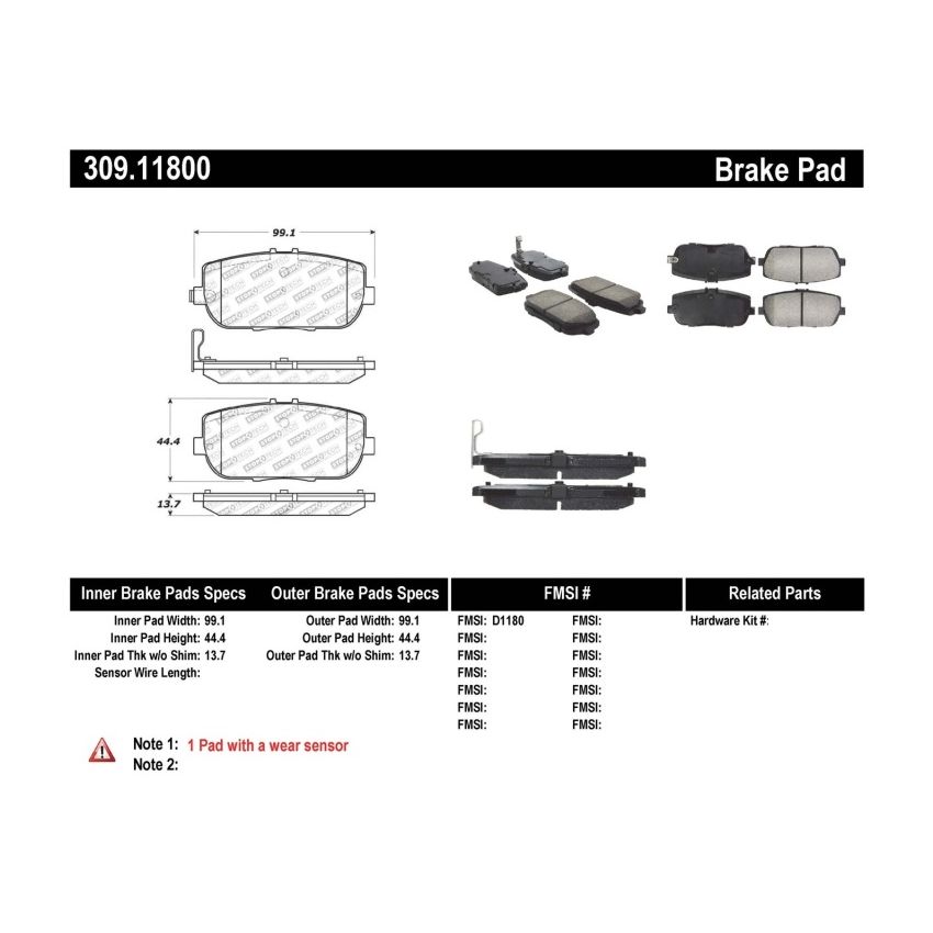 StopTech OE Fit Rear Sport Brake Pads