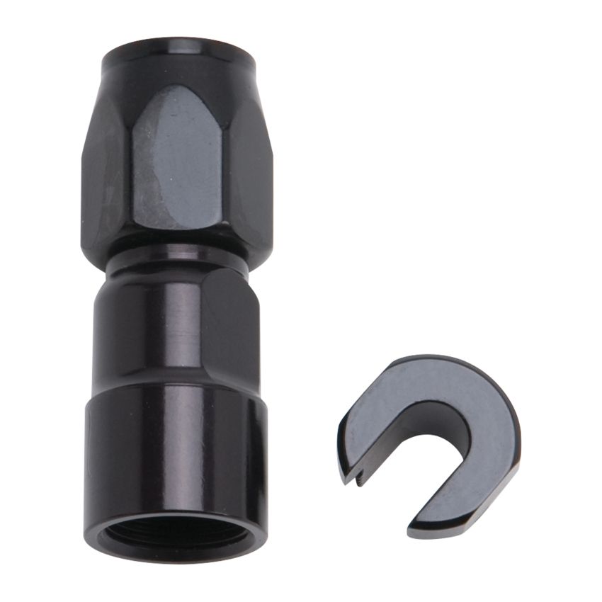 Russell Performance 3/8in SAE Quick Disc Female to -6 Hose Black Straight Hose End