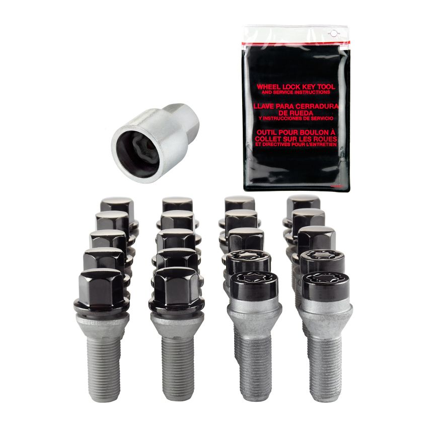 McGard 5 Lug Hex Install Kit w/Locks (Cone Seat Bolt) M14X1.5 / 17mm Hex / 30.5mm Shank L. - Black