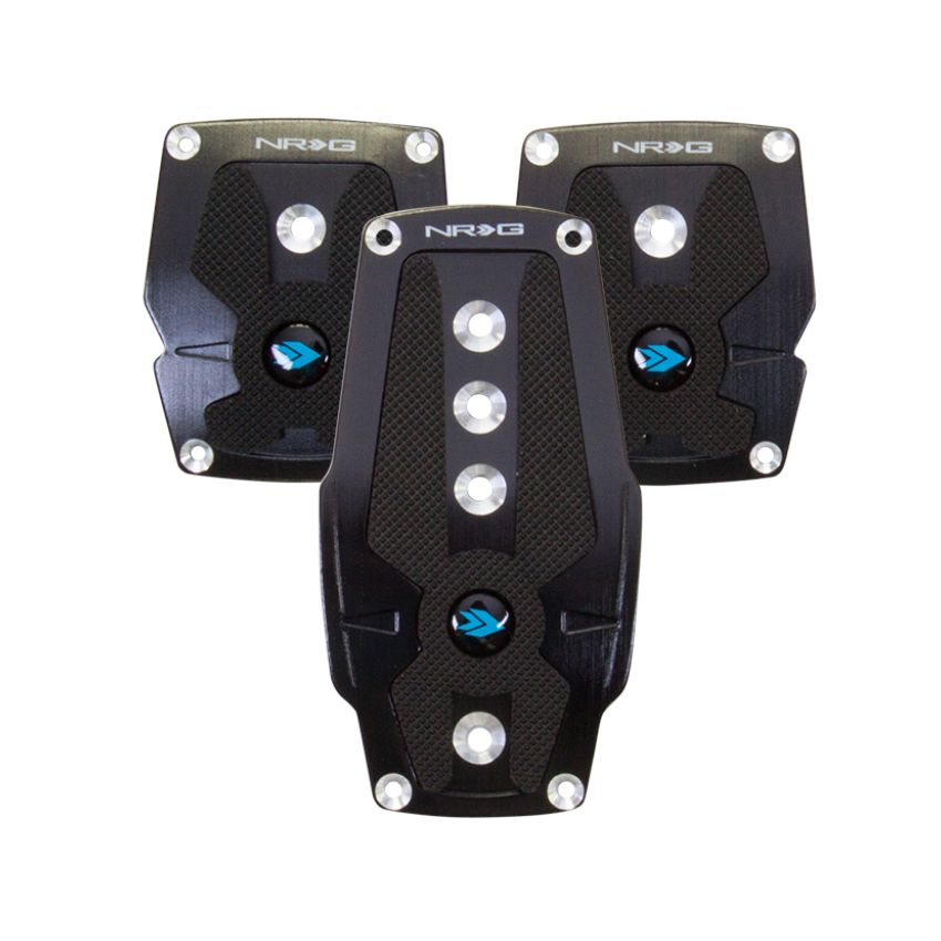 NRG Brushed Aluminum Sport Pedal M/T - Black w/Black Rubber Inserts