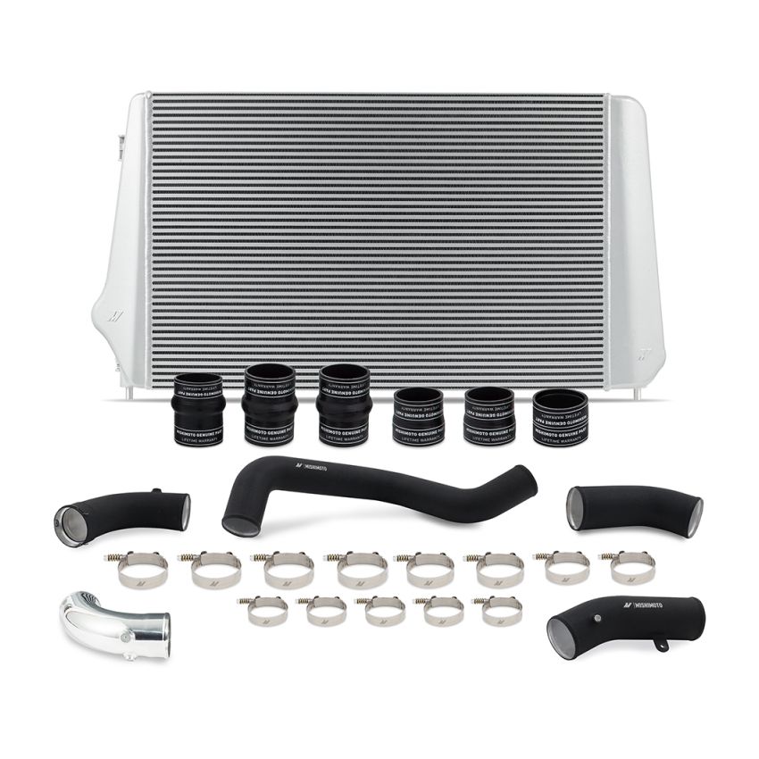 Mishimoto MMINT-DMAX-17KSLBK 17-19 GM L5P Duramax Intercooler Kit - Silver w/ WBK Pipes