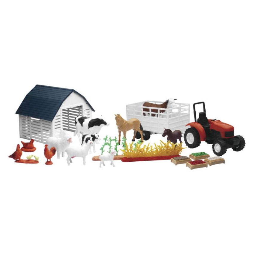 New Ray Toys 04106A Country Life Playset Barnyard with Tractor/ Garden Rows and Animals