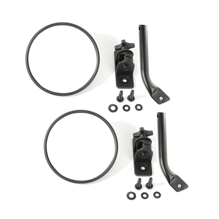 Rugged Ridge 97-18 Jeep Wrangler Textured Black Round Stubby Trail Mirror Kit