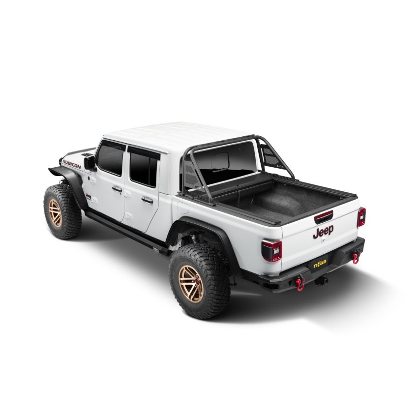 Rugged Ridge 13550.35 20-22 Jeep Gladiator w/Trail Rail Sys Armis Tonneau Cover w/Max Track - Tex. Blk