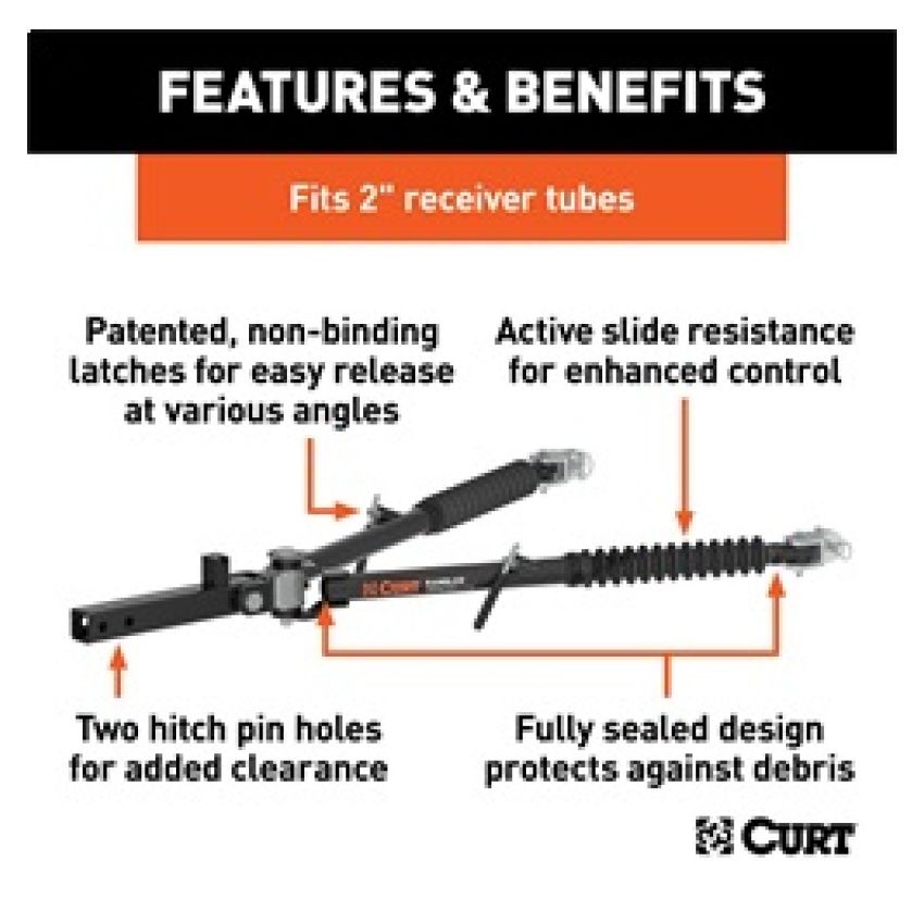 RockJock RJ-70001 Curt Rambler Steel RV Tow Bar 7500lbs 2in Shank