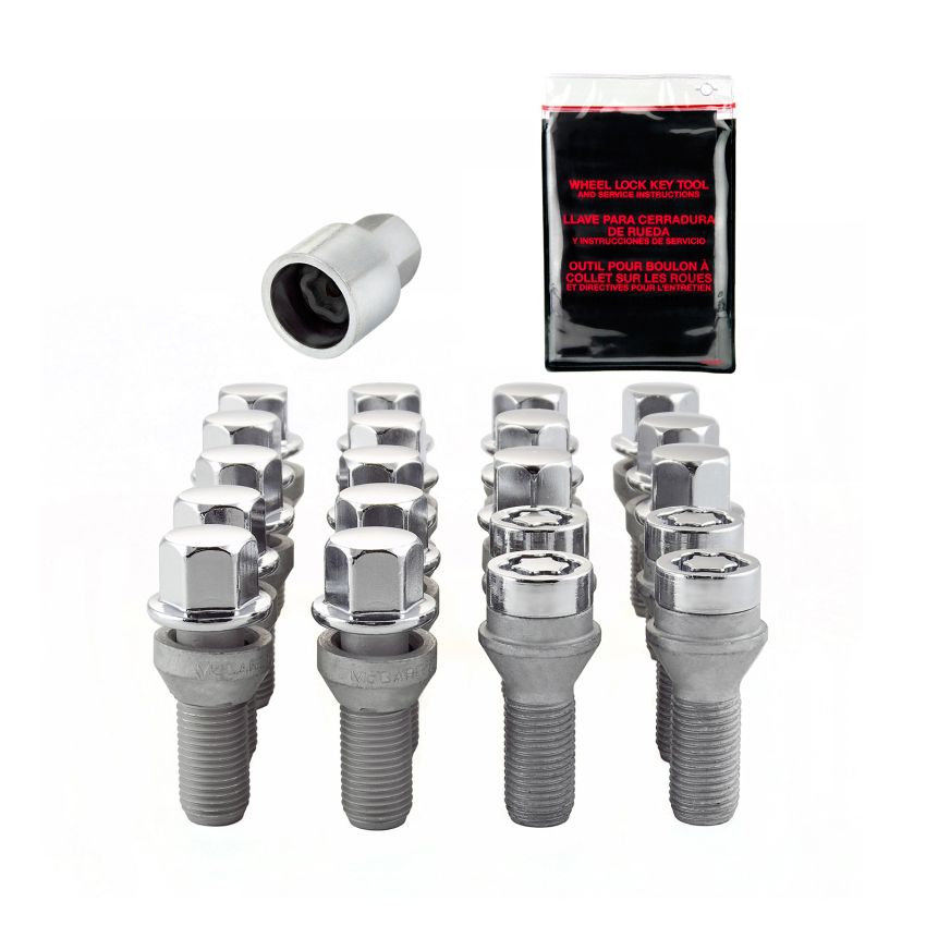 McGard 5 Lug Hex Install Kit w/Locks (Cone Seat Bolt) M14X1.5 / 17mm Hex / 30.5mm Shank L. - Chrome