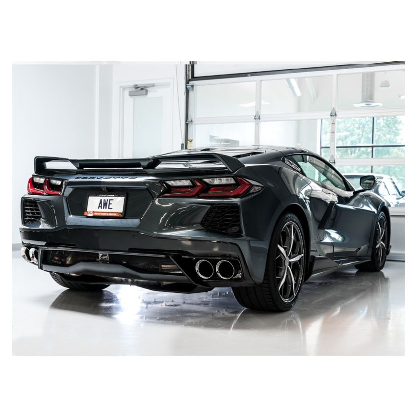 AWE Tuning 3015-42151 2020 Chevrolet Corvette (C8) Touring Edition Exhaust - Quad Chrome Silver Tips
