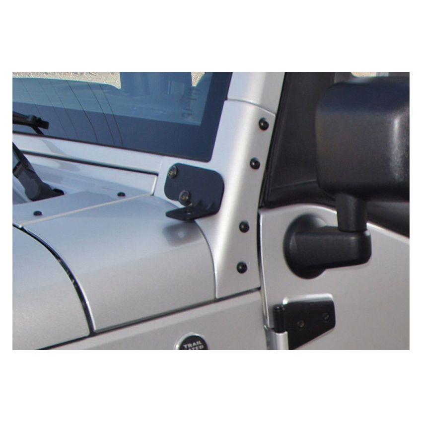Rampage 2007-2018 Jeep Wrangler(JK) Windshield Hinge Light Bracket - Black