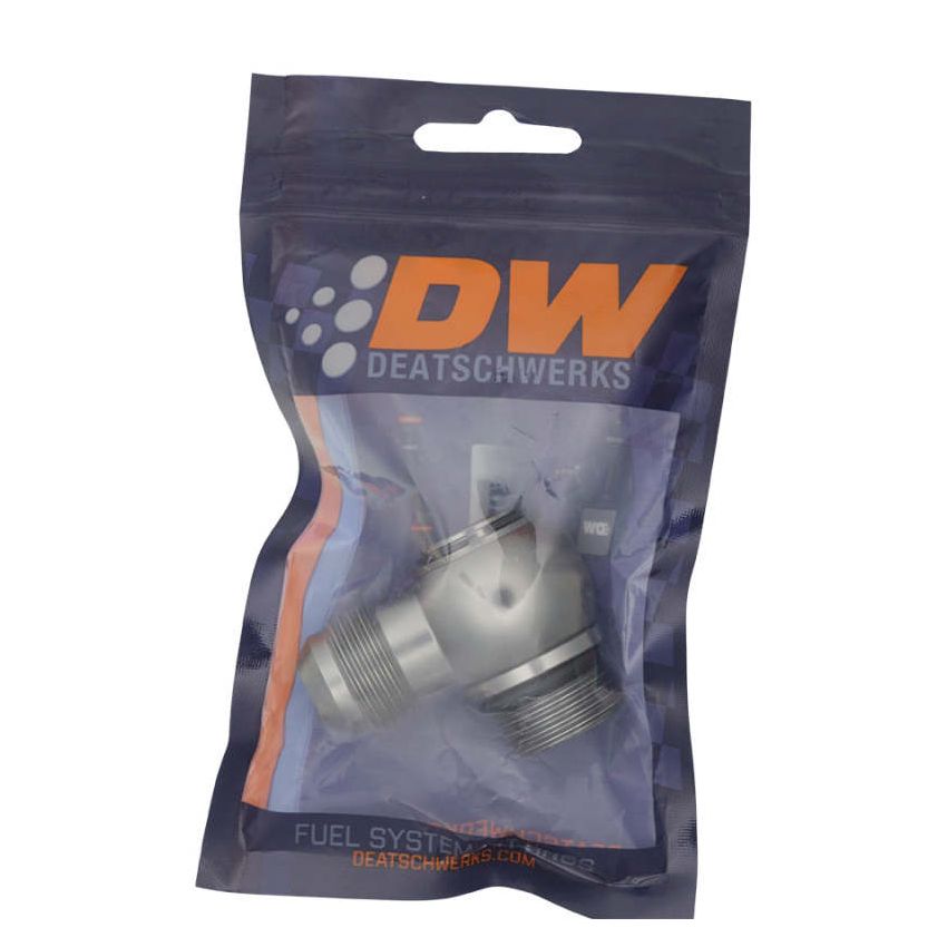 DeatschWerks 10AN ORB Male to 10AN Male Flare Low Profile 90-Degree Swivel - Anodized DW Titanium