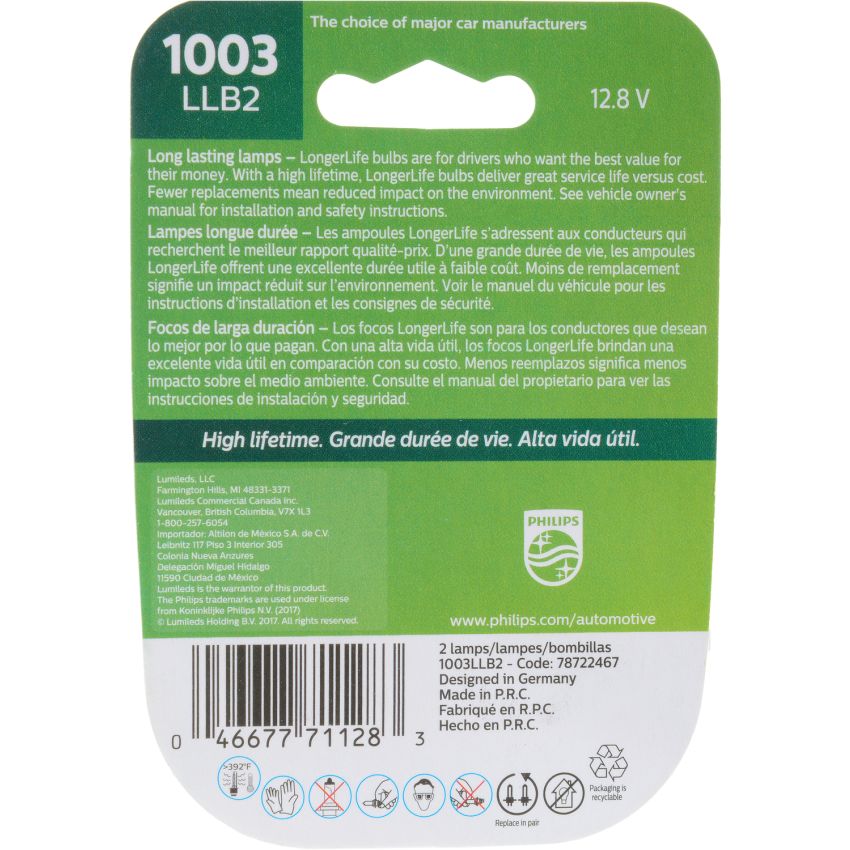 Philips 1003LLB2 Philips LongerLife Miniature 1003LL
