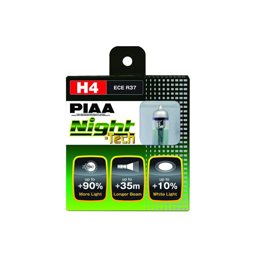 PIAA 10704 PIAA H4 Night Tech Twin Pack Halogen Bulbs
