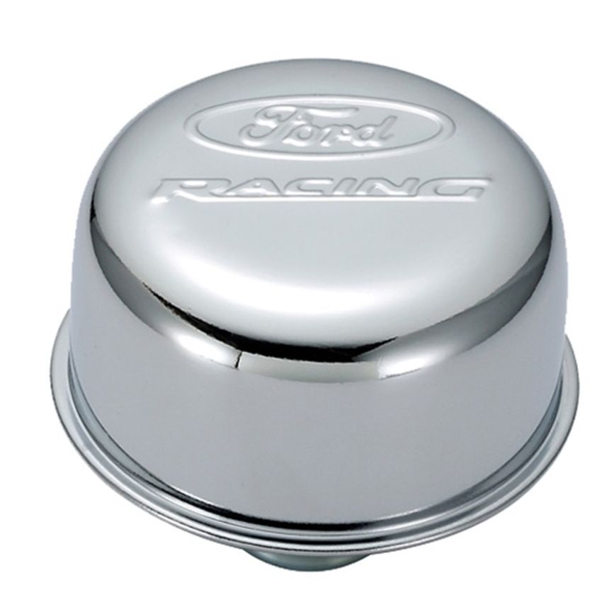 FORD FRD302-215 Chrome Steel Breather W/Ford Racing Logo