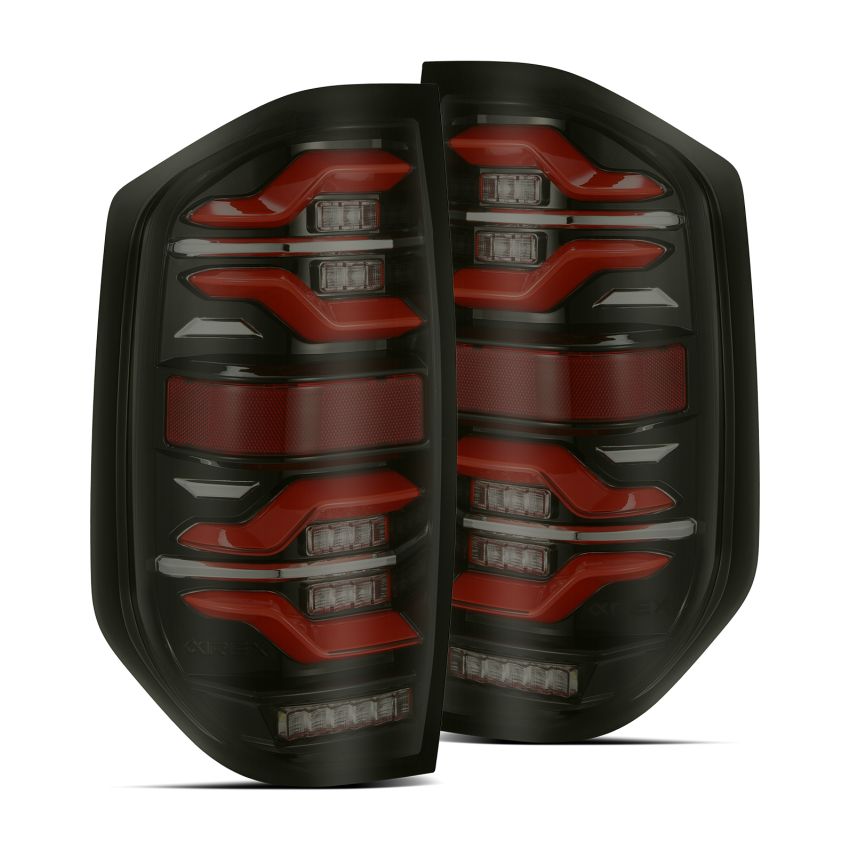 AlphaRex 14-21 Toyota Tundra LUXX LED Taillights Black/Red w/Activ Light/Seq Signal