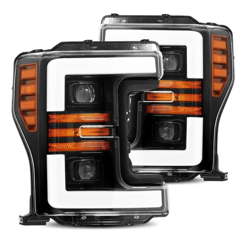 AlphaRex 17-19 Ford F-250 SD PRO-Series Proj Headlights Plank Style Black w/Activ Light/Seq Signal