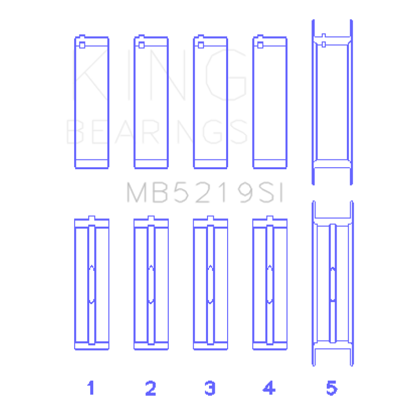 King 91-92 281CI 4.6L V8 Romeo with Cast Iron Block SOHC 16 Valves (Size +0.25) Main Bearing Set