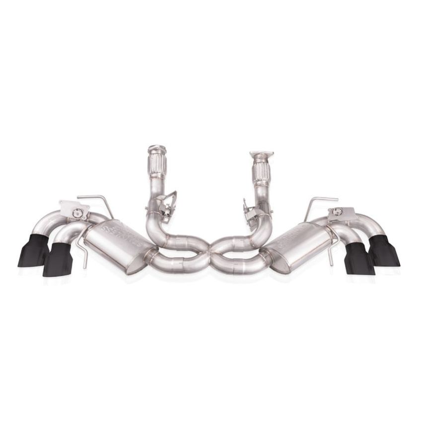 Stainless Works C8CBR-B 20-21 Chevrolet Corvette C8 6.2L Redline Cat-Back Exhaust w/ Matte Black Tips