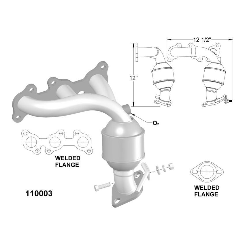 OEM Industries 110003 EXHAUST MANIFOLD WITH INTEGRATED CATALYTIC CONVERTER